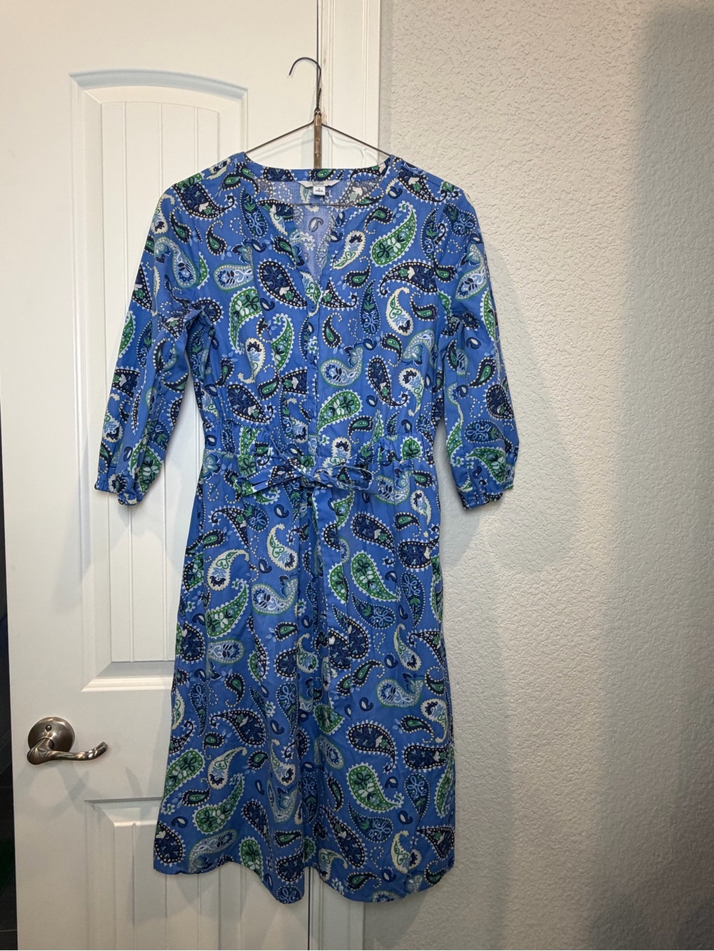 croft & barrow Blue Paisley Tie-Waist Midi Dress